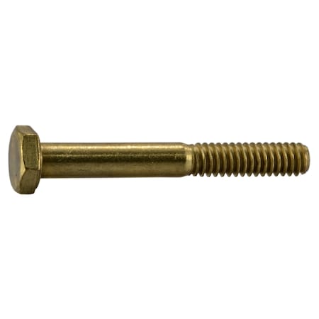 Midwest Fastener Not Graded, 1/4"-20 Hex Head Cap Screw, Plain Brass, 2 in L, 4 PK 38745